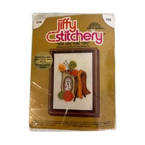 Vintage Jiffy Stitchery 396 Knit One Purl Two Kit Sunset Designs Sealed Complete